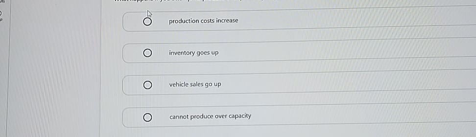 Solved production costs increaseinventory goes upvehicle | Chegg.com