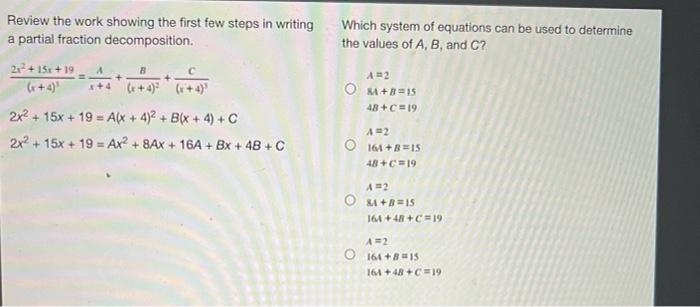Solved Which system of equations can be used to determine | Chegg.com