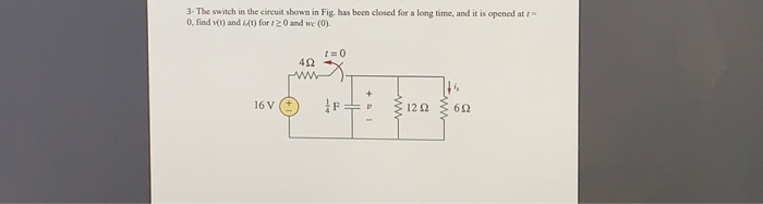 Solved 3- The switch in the circuit shown in Fig. has been | Chegg.com