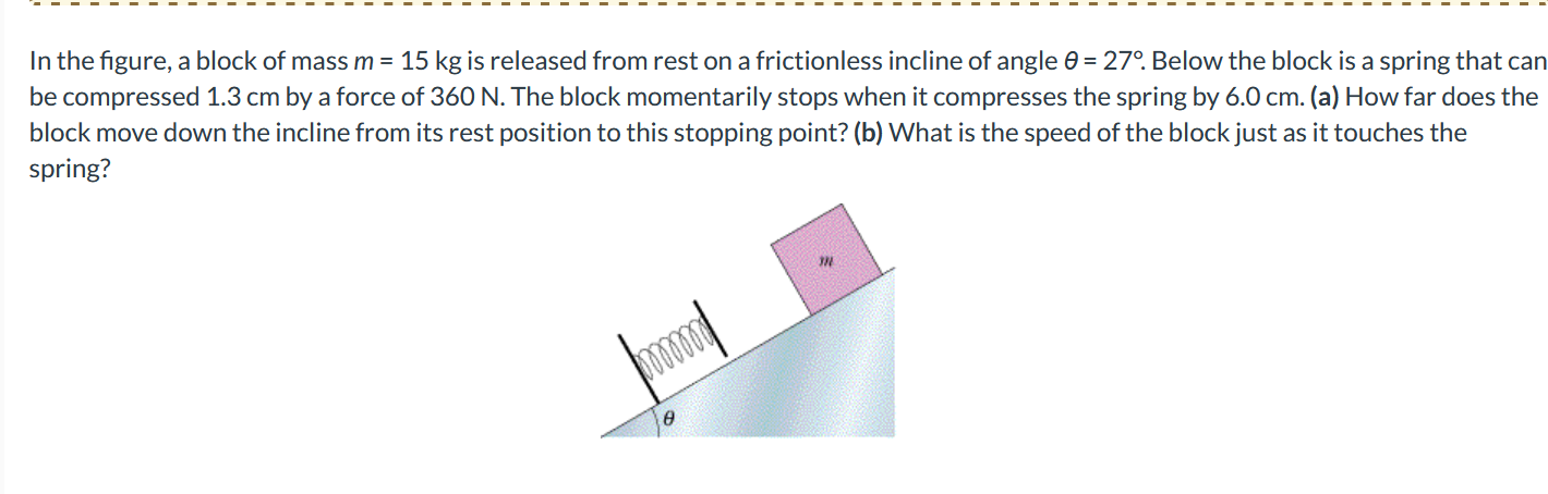 In the figure, a block of mass m=15kg ﻿is released | Chegg.com