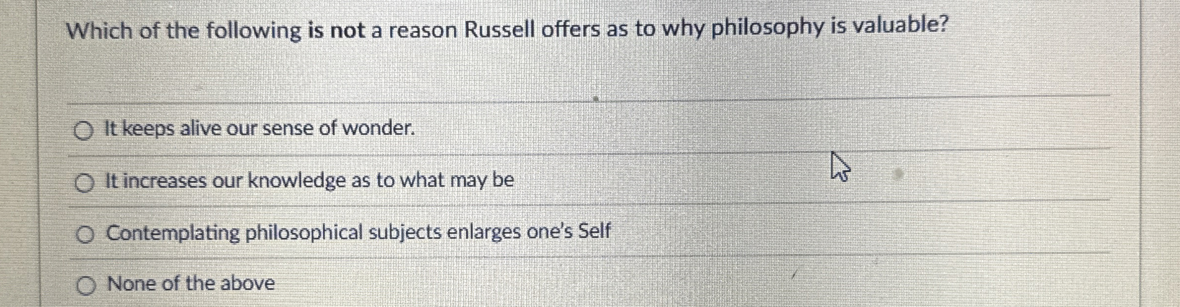 Solved Which of the following is not a reason Russell offers | Chegg.com