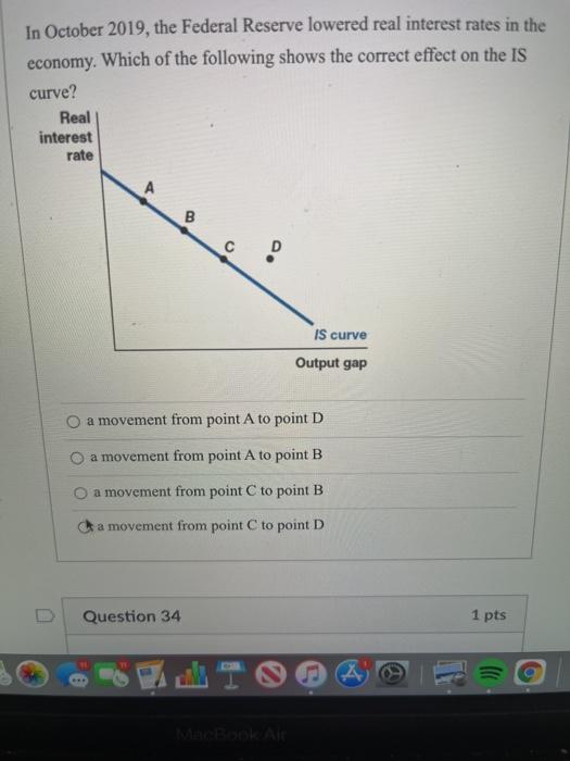 Solved In October 2019, The Federal Reserve Lowered Real | Chegg.com