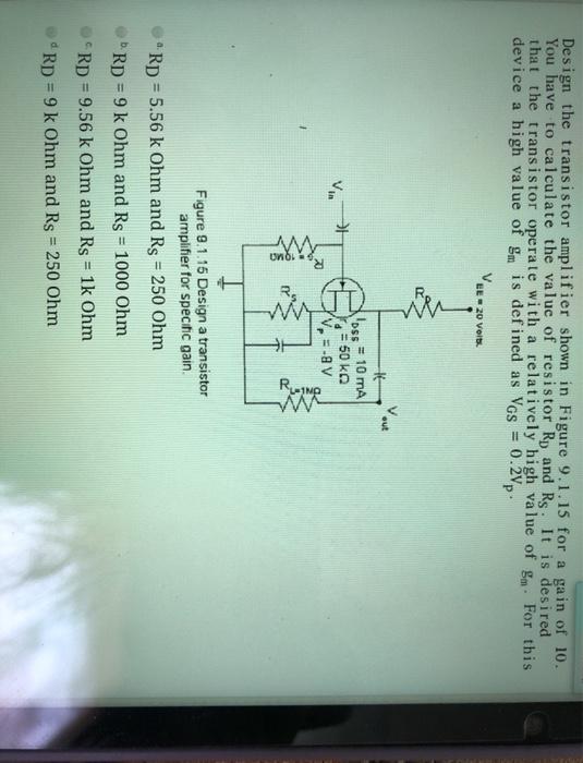 Solved Design the transistor amplifier shown in Figure | Chegg.com