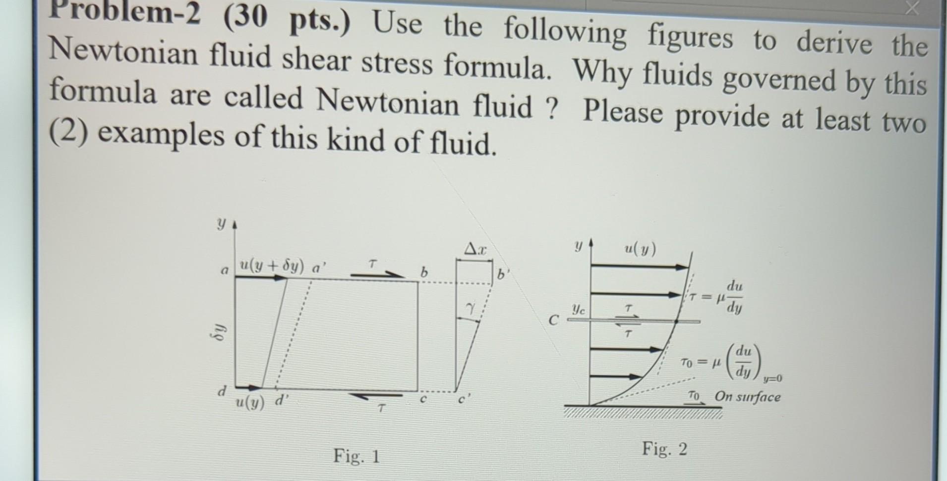 Solved Newtonian fluid shear stress forme following figures | Chegg.com