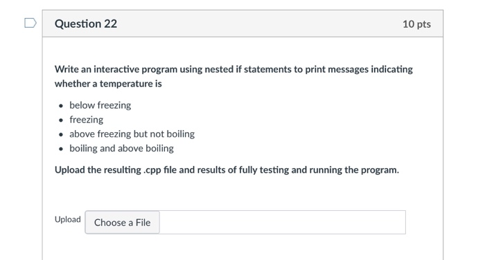 Solved Question 22 10 pts Write an interactive program using | Chegg.com