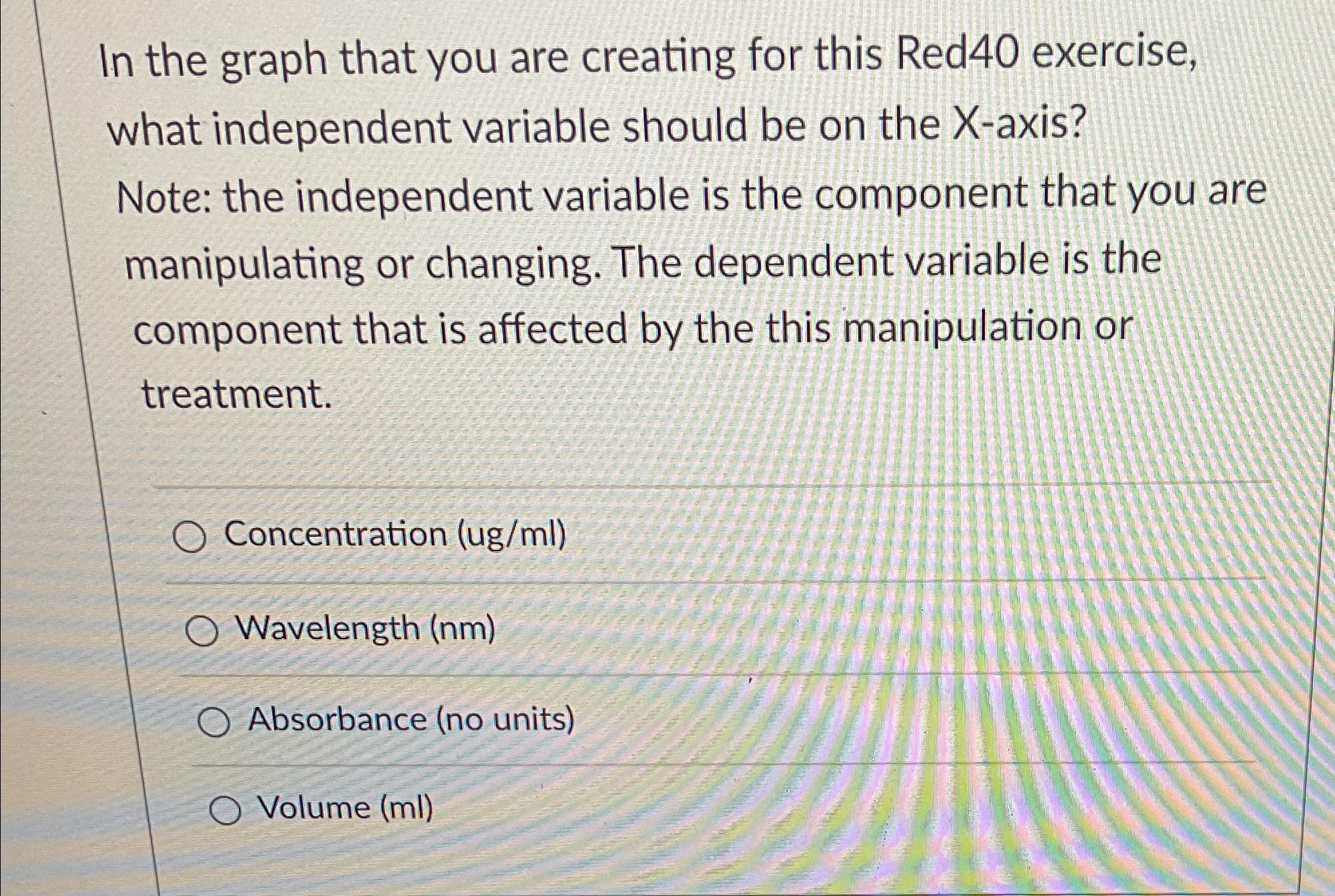 Solved In the graph that you are creating for this Red40 | Chegg.com