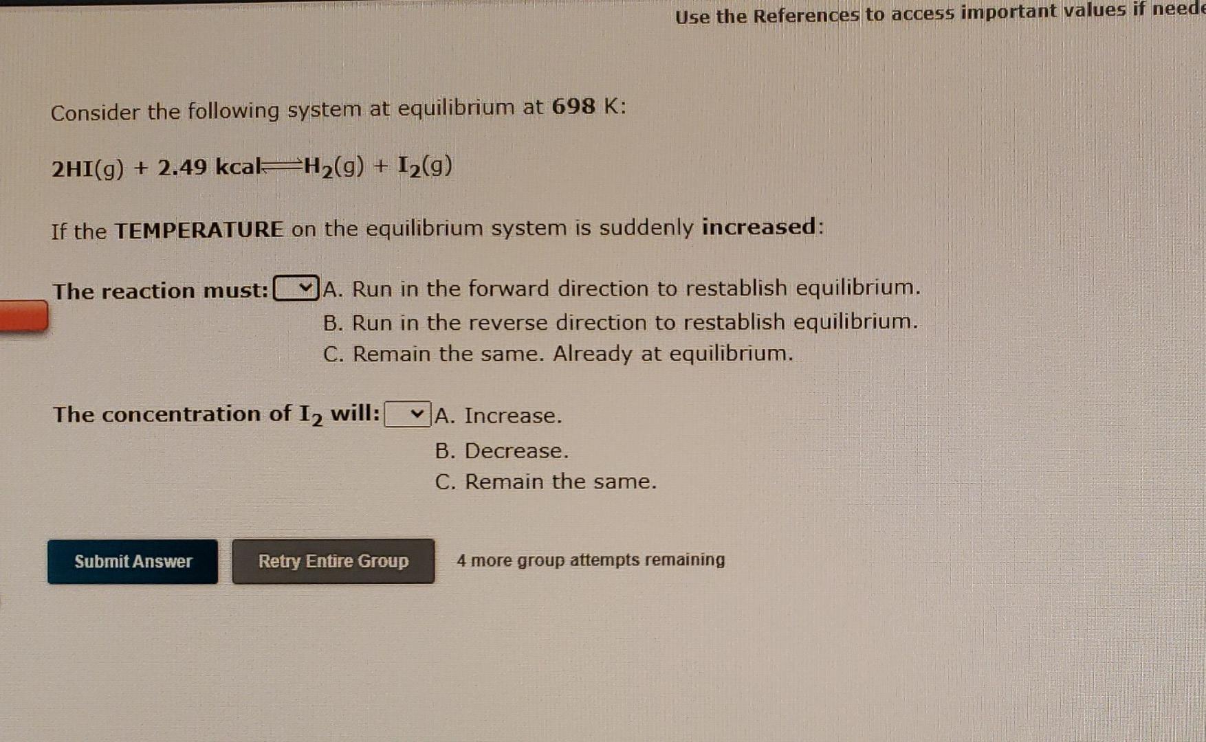 Solved Consider the following system at equilibrium at | Chegg.com