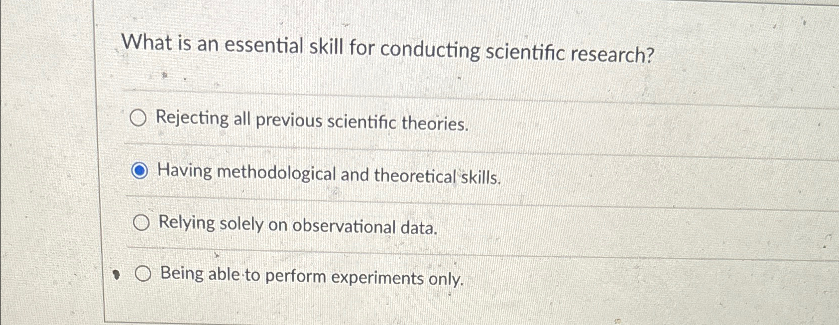 Solved What is an essential skill for conducting scientific | Chegg.com