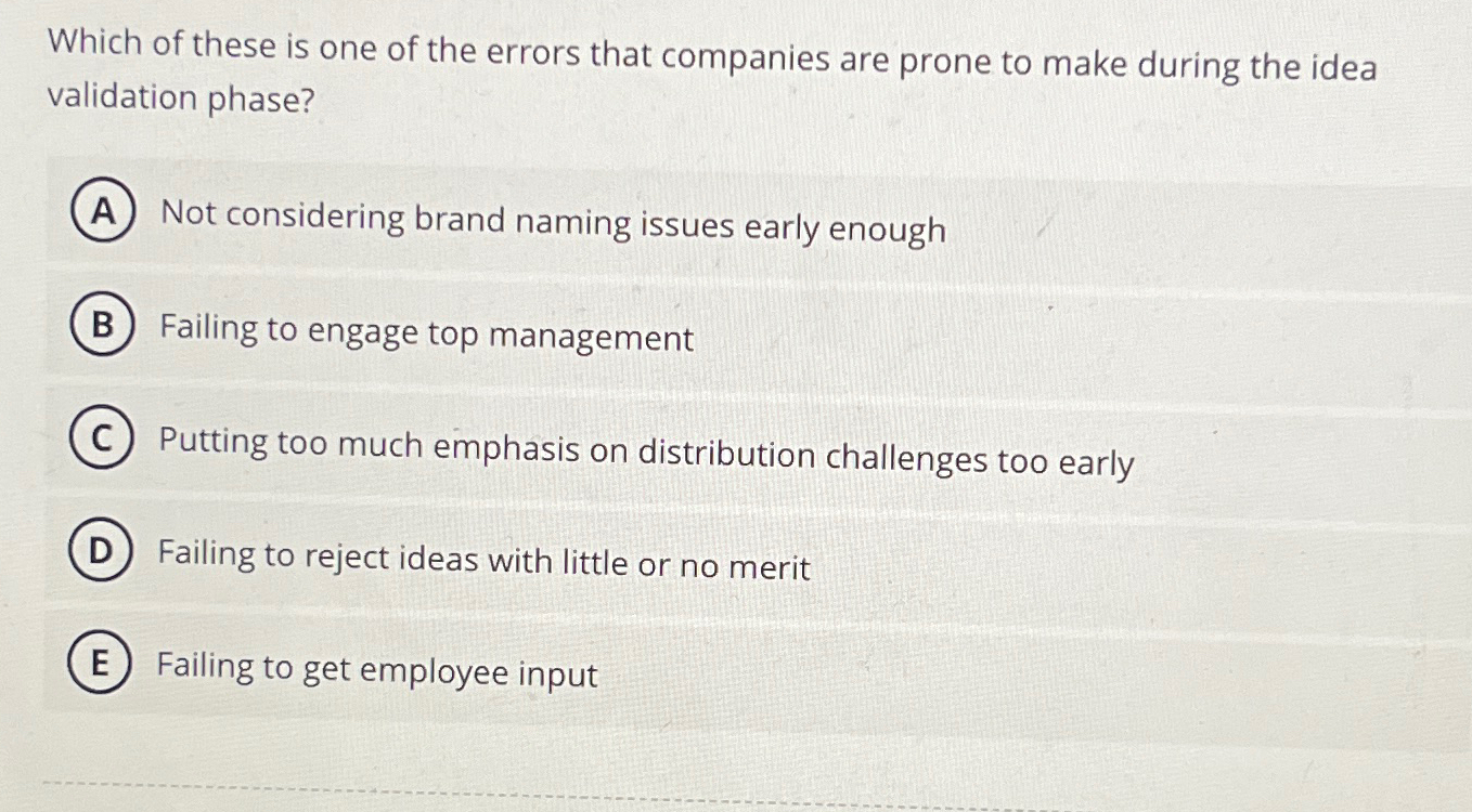 Solved Which of these is one of the errors that companies | Chegg.com