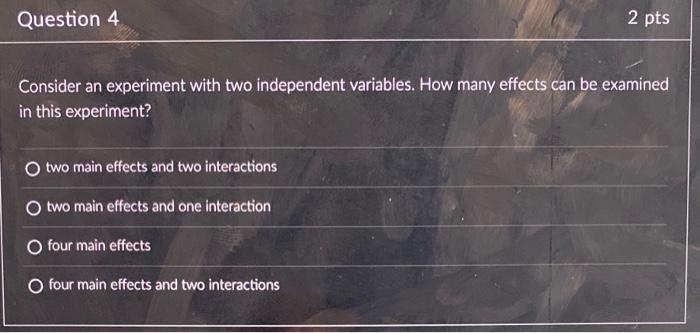 experiment with 2 independent variables