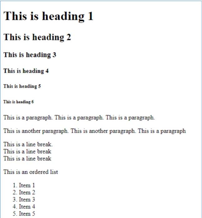 Solved This is heading 1 This is heading 2 This is heading 3 | Chegg.com