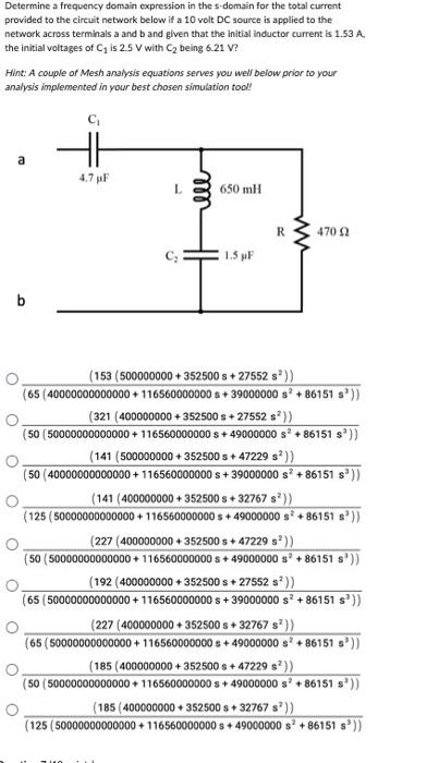 Solved Determine A Frequency Domain Expression In The | Chegg.com