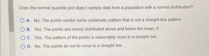 Solved Examine the normal quantile plot and determine | Chegg.com image.