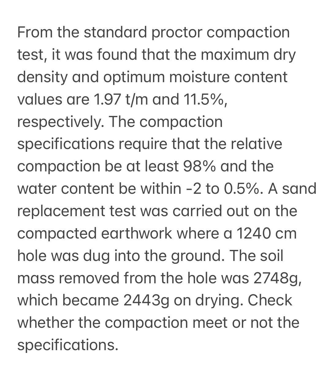 Solved From the standard proctor compaction test, it was | Chegg.com