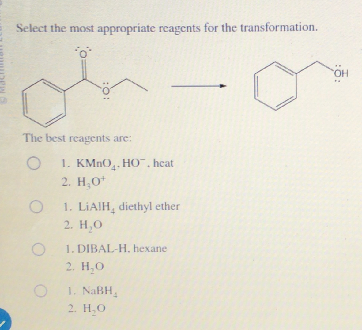 Solved Select the most appropriate reagents for the