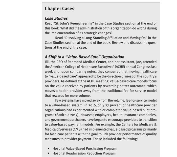 Solved Chapter Cases Case Studies Read "St. John's | Chegg.com