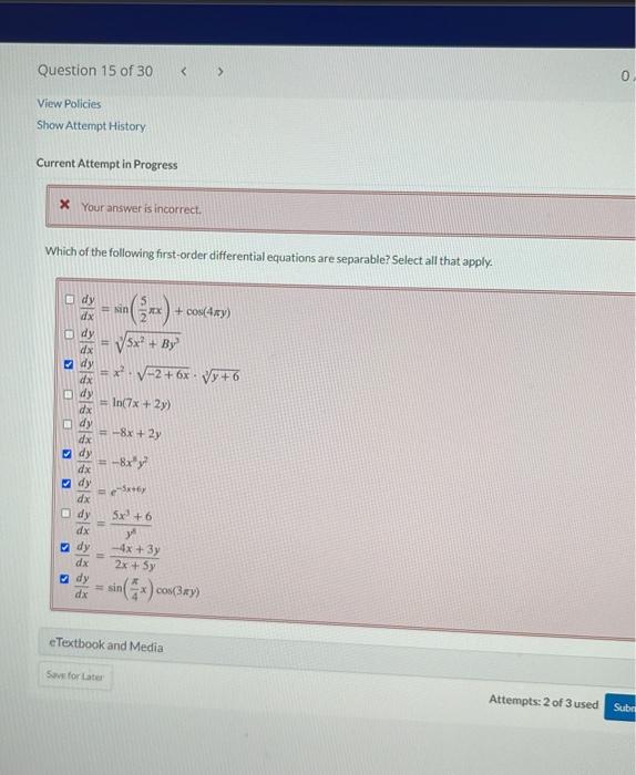 Solved Question 15 of 30 View Policies Show Attempt History | Chegg.com