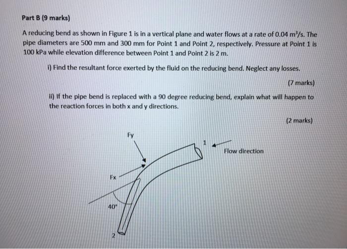 Solved Part B (9 marks) A reducing bend as shown in Figure 1 | Chegg.com