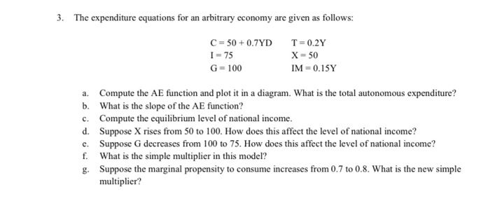 Solved 3 The Expenditure Equations For An Arbitrary Econ Chegg Com