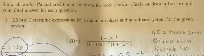 Solved Show all work. Partial credit may be given for work | Chegg.com