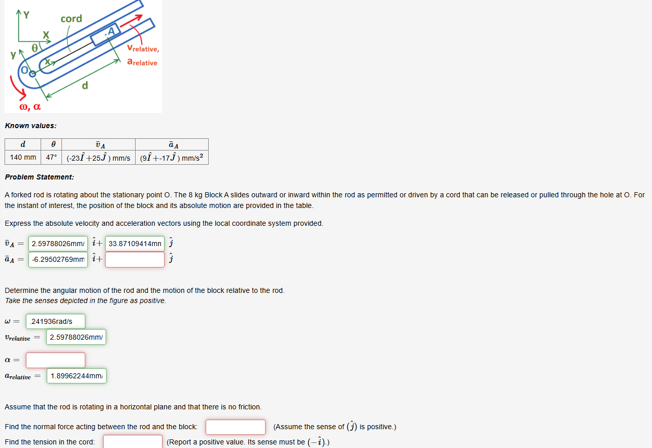 Known Value Image Math Solved Known values:Problem Statement:the instant of | Chegg.com