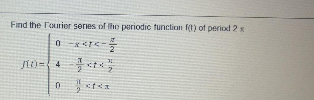 Solved Find the Fourier series of the periodic function f(t) | Chegg.com