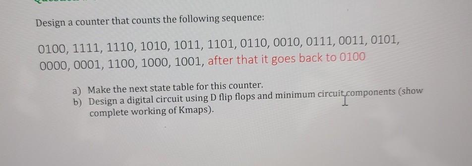 Solved Design A Counter That Counts The Following | Chegg.com