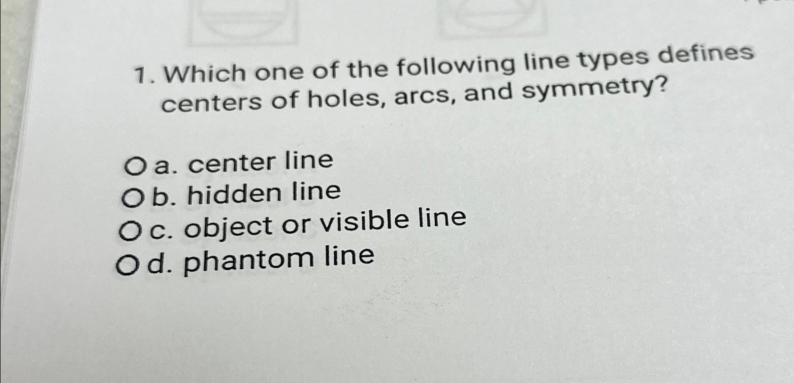 Solved Which one of the following line types defines centers | Chegg.com