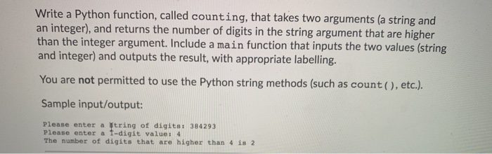 Solved Write a Python function, called counting, that takes | Chegg.com