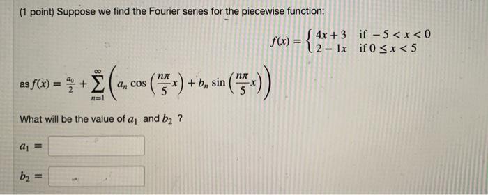 Solved (1 Point) Suppose We Find The Fourier Series For The | Chegg.com