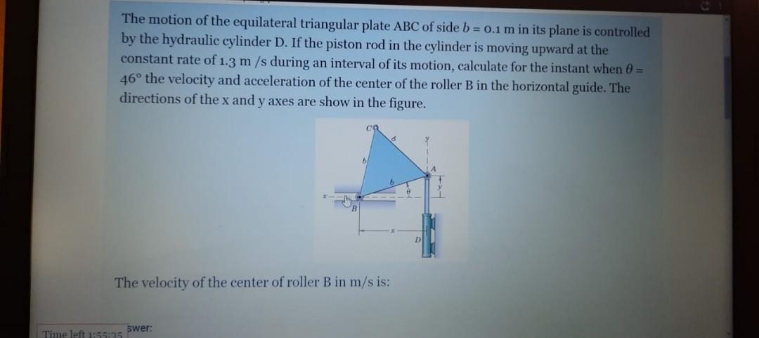 Solved The Motion Of The Equilateral Triangular Plate Abc Of