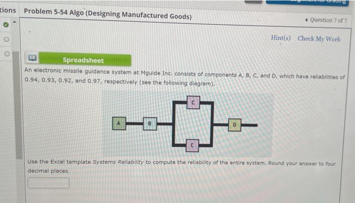 Solved TOURS tions Problem 5-54 Algo (Designing Manufactured | Chegg.com