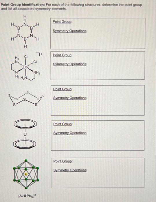 Solved Point Group Identification: For each of the following | Chegg.com