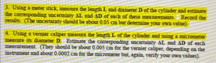 3. Using a meter stick, measure the length L and | Chegg.com