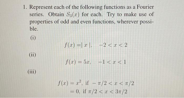 Solved Represent each of the following functions as a | Chegg.com