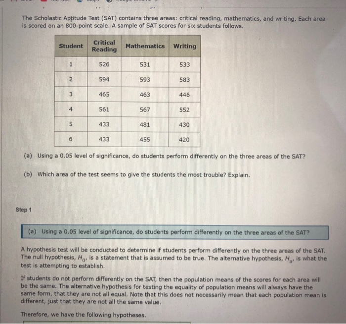 The Scholastic Aptitude Test (SAT) consists of three parts