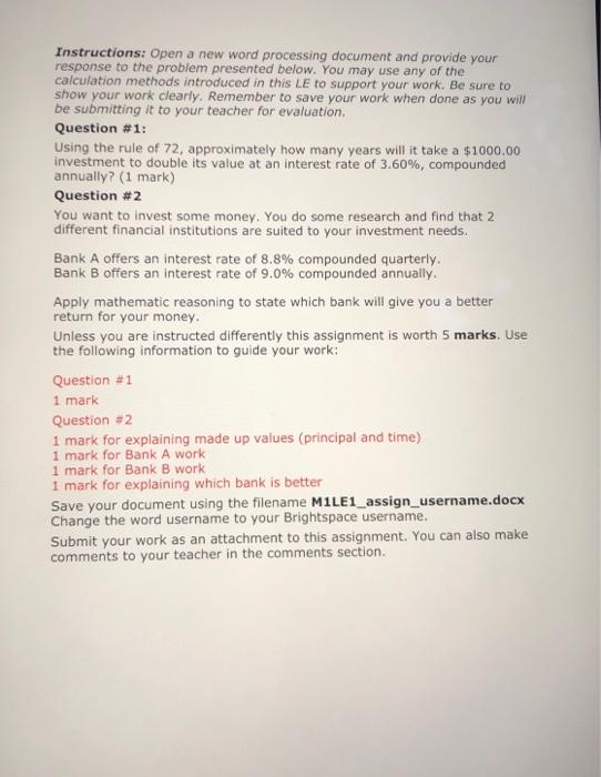 Solved Instructions: Open a new word processing document and | Chegg.com