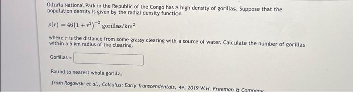 Solved Odzala National Park in the Republic of the Congo has | Chegg.com