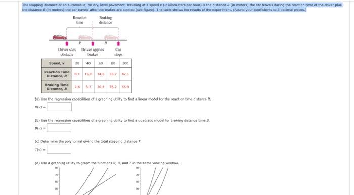 Solved The Stopping Distance Of An Automobile, On Dry, Level | Chegg.com