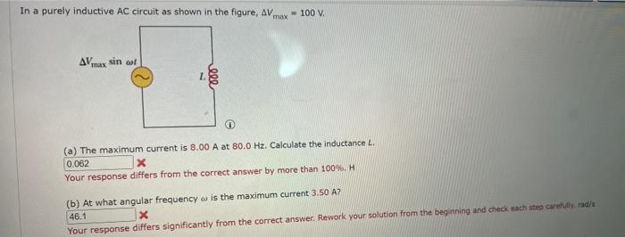 Solved In a purely inductive AC circuit as shown in the | Chegg.com