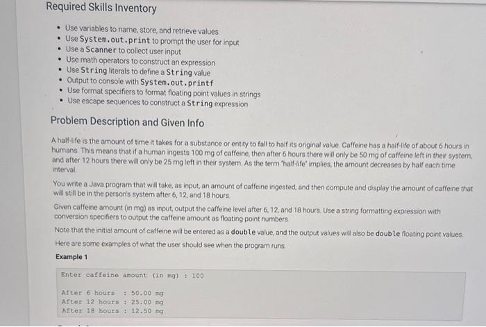 Solved Required Skills Inventory - Use variables to name, | Chegg.com
