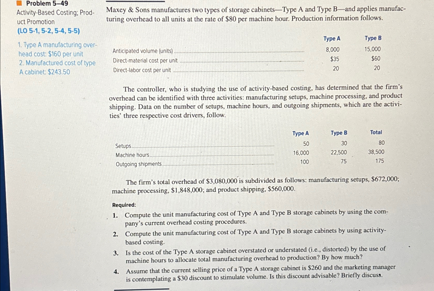 Solved Maxey & Sons manufactures two types of storage