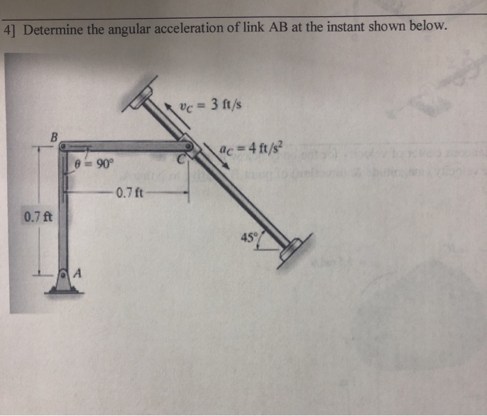Solved 4] Determine the angular acceleration of link AB at | Chegg.com