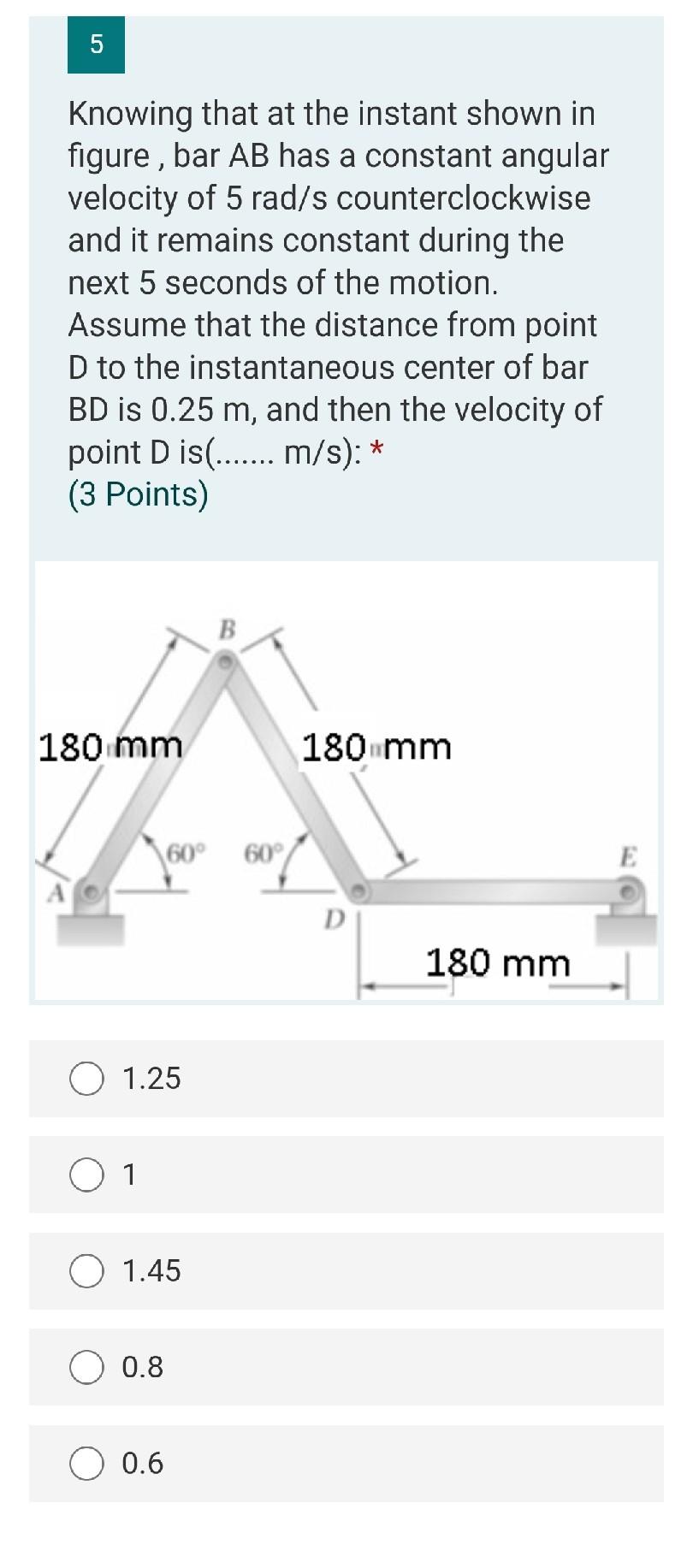 Solved 5 Knowing that at the instant shown in figure, bar AB | Chegg.com