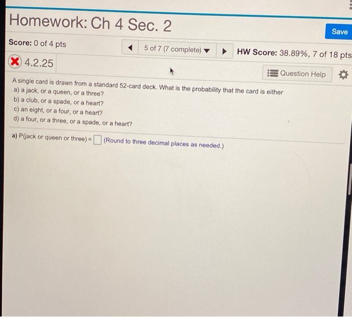 Solved Homework: Ch 4 Sec. 2 Save Score: 0 Of 4 Pts 5 Of 77 | Chegg.com