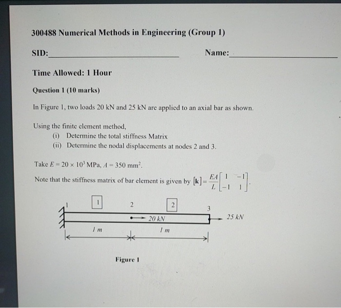 Solved 300488 Numerical Methods in Engineering (Group 1) | Chegg.com