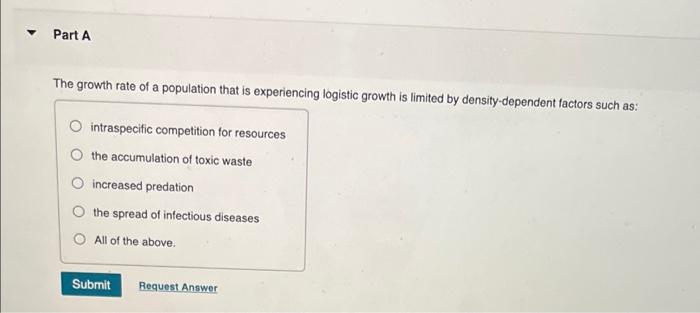 Solved The growth rate a population that is experiencing | Chegg.com