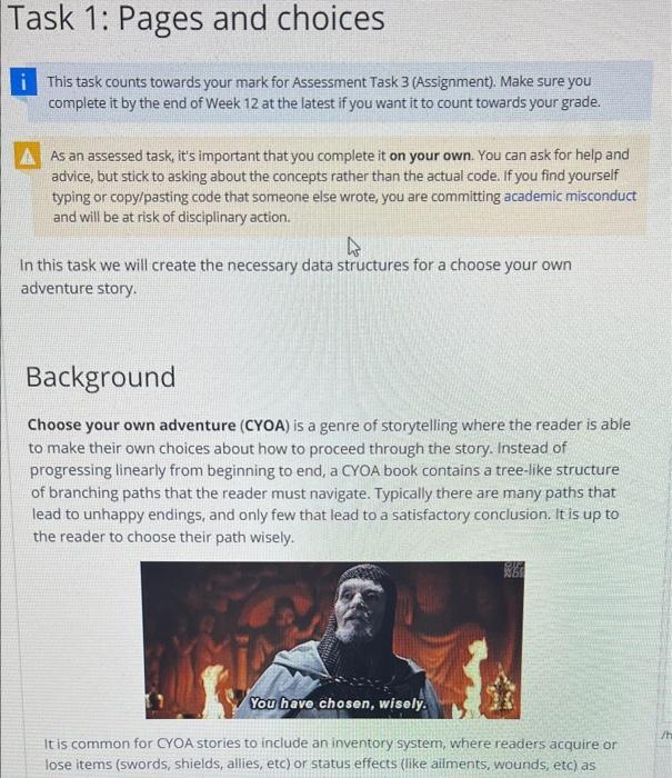 Solved Task 1: Pages and choices This task counts towards | Chegg.com