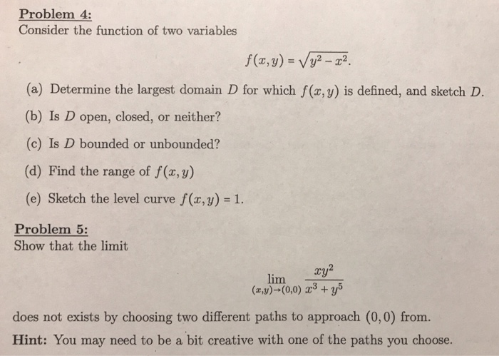 Solved Problem 4 Consider The Function Of Two Variables