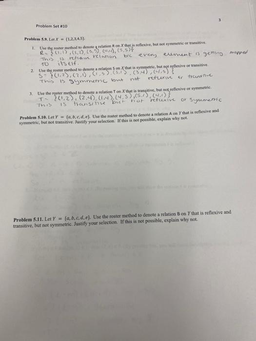 Solved Problem Set 10 Problem 5.9. Let X = (1,2,3,4,5) 1. | Chegg.com